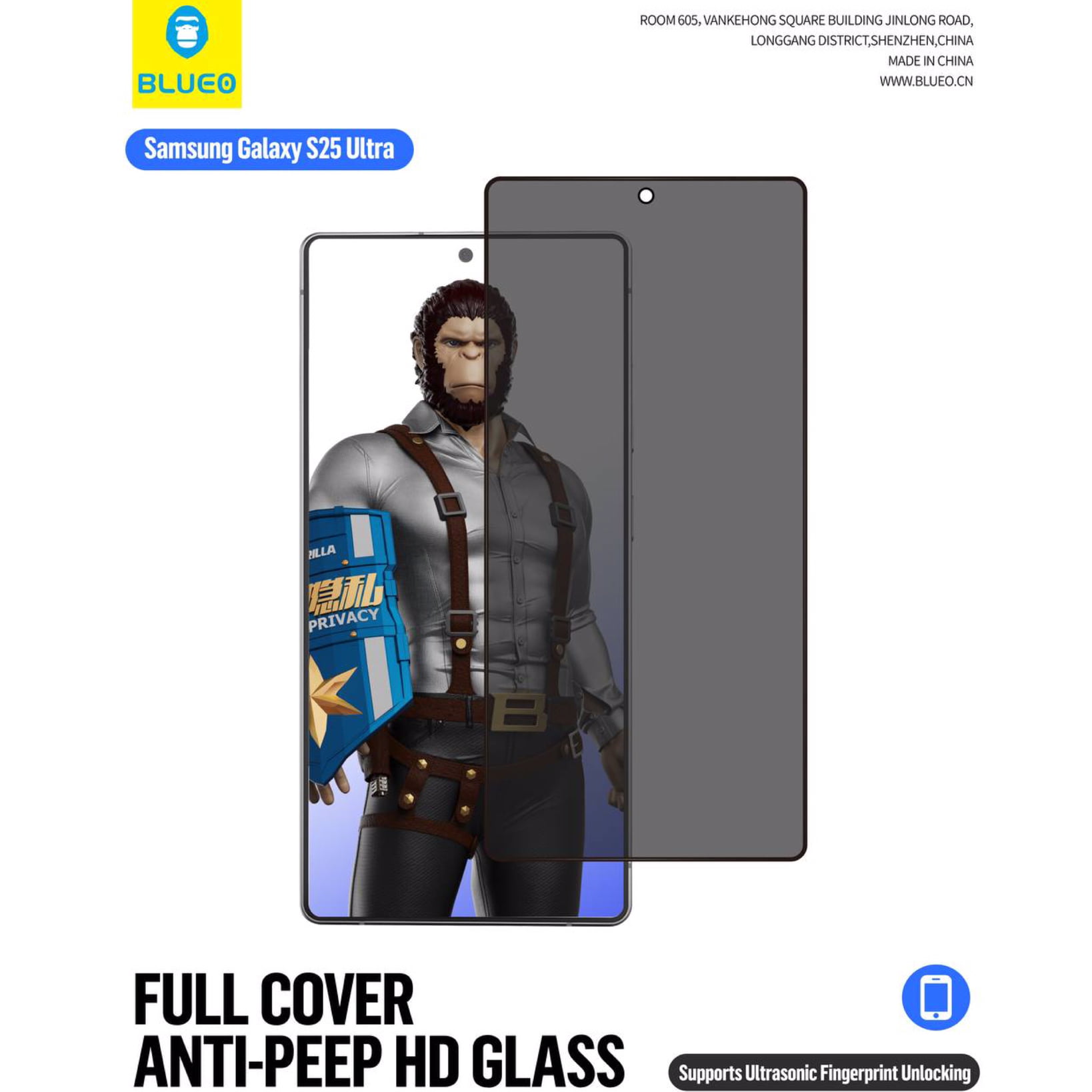 گلس ، محافظ صفحه بلو پرایوسی Blueo HD Anti-Peep Privacy Glass Samsung